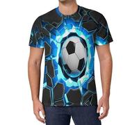 T-Shirt Manche Courte Hommes, Dessin Animé De Science-Fiction Oversized Été T-Shirt, Éléments Géométriques Hexagonaux du Football 3D Imprimé, Décontracté Tops Tees, pour Tops Danse Clubwear,Bleu