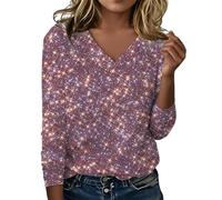 T Shirt Manche Longue Femme Col V De Grossesse Veilleuse Western Bio Voile Graphique Plissée Boutonné Jersey Quart Sympa Inscription Trou Ouverte Princesse Coloree Dame S