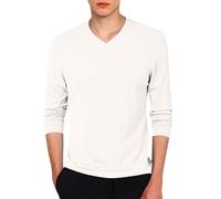 T Shirt Manche Longue Homme Col en V- T Shirt Grande Taille Décontracté Couleur Unie Chic Slim Fit Confortable Passe-Partout Haut Simple De Tous Les Jours Léger Doux Coupe Régulière Top
