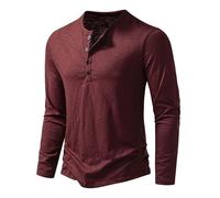 t Shirt Manche Longue Homme Grande Taille Haut Sport Col V avec Bouton Solide Top Polyvalent Ample Base Classique Mode Tunique pour L'Extérieur Le Quotidien Les Rendez Vous