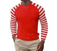 T Shirt Manche Longue Homme,Maglietta a Maniche Lunghe a Righe Con scollo Rotondo, morbida e Casual, comoda e comoda, da indossare Tutti i giorni.