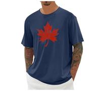 T Shirt Manche Longue Homme - Tshirt Blanc Homme T-shirt décontracté manches courtes pour homme motif drapeau du Canada col rond respirant et confortable idéal pour fêtes voyages sport ou au quotidien