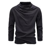 T Shirt Manche Longue Homme Vintage Haut Grande Taille Chic Et éLéGant Couleur Unie Tops DéContracté Slim Fit Ample Chaud Automne Et Hiver Pullover pour FêTe SoiréE Party Clubwear Quotidien