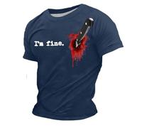 T-Shirt Manche Longue T-Shirt Graphique d'halloween à Manches Courtes avec Squelette Effrayant et éclaboussures de Sang pour Costume de fête à thème