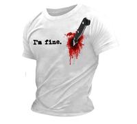 T-Shirt Manche Longue T-Shirt Graphique d'halloween à Manches Courtes avec Squelette Effrayant et éclaboussures de Sang pour Costume de fête à thème