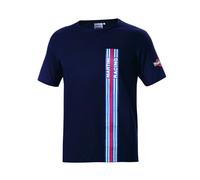 T-Shirt Manches Courtes Bleue Livrée Martini Racing Grandes Rayures Sparco ✔️