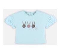 T-shirt manches courtes bouffantes aqua 12M