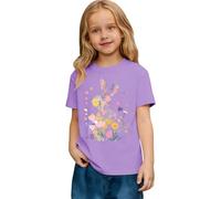 T-Shirt Manches Courtes col Rond avec Motif Lapin Pâques pour Fillettes - Style décontracté Doux Confortable léger idéal activités Quotidiennes Scolaires extérieurs Toute Saison (Purple, 12-13 Years)
