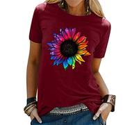 T-Shirt Manches Courtes Col Rond Femme Grande Taille Été Ample Tee Shirt Femme Chic Et Elegant Haut Décontracté Imprimé De Lettres Chemisier Femme Sexy Blouse Sport Lache Sportswear Ample Top Tunique
