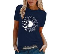 T-Shirt Manches Courtes Col Rond Femme Grande Taille Été Ample Chic Et Elegant Haut Décontracté Imprimé Plume Chemisier Sexy Blouse Sport Lache Sportswear Top Tunique