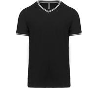 T-Shirt Manches Courtes Coton Piqué Col V K374 - Noir - Homme