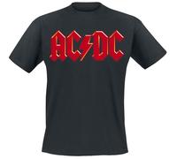 AC/DC Red Logo Homme T-Shirt Manches Courtes Noir 100% Coton Regular/Coupe Standard