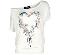 Full Volume by EMP Femme T-Shirt Manches Courtes T-Shiirt Blanc Rad-du-Cou Imprimé Blanc