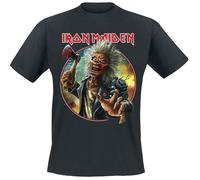 Iron Maiden Axe Eddie Circle Homme T-Shirt Manches Courtes Noir 100% Coton Regular/Coupe Standard