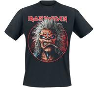 T-Shirt Manches courtes de Iron Maiden - Portrait Eddie Circle - S à M - pour Homme - noir S
