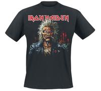 Iron Maiden Portrait Eddie Smoke Homme T-Shirt Manches Courtes Noir