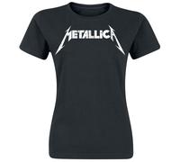 Metallica Logo Texturé Femme T-Shirt Manches Courtes Noir 100% Coton Regular/Coupe Standard