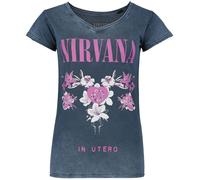 T-Shirt Manches courtes de Nirvana - Flowers - S à XXL - pour Femme - marine XXL