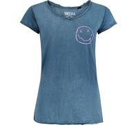 T-Shirt Manches courtes de Nirvana - Smile Logo - S à 3XL - pour Femme - bleu M