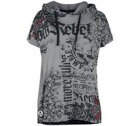 T-Shirt Manches courtes de Rock Rebel by EMP - T-shirt Décontracté Avec Imprimés & Capuche - XS à 4XL - pour Femme - gris 3XL