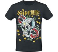 T-Shirt Manches courtes de Sublime - Flowers Skull - S à 3XL - pour Homme - noir L