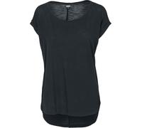 T-Shirt Manches courtes de Urban Classics - Ladies Long Back Shaped Slub Tee - XS à M - pour Femme - noir XS