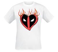 T-Shirt Manches courtes Disney de Deadpool - Flaming Heart Logo - S à XXL - pour Unisexe - blanc S