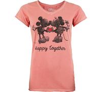 T-Shirt Manches courtes Disney de Mickey & Minnie Mouse - Happy Together - S à 4XL - pour Femme - corail S