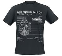 T-Shirt Manches courtes Disney de Star Wars - Millenium Falcon Sketch - S à 5XL - pour Homme - noir XL
