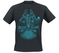 T-Shirt Manches courtes Disney de Star Wars - Plans Faucon Millenium - S à XXL - pour Homme - noir L
