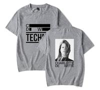 T-Shirt Manches Courtes en Pur Coton Charlotte De Witte Chemise Oversize Décontractée À Manches Courtes Haut De Sport Hommes Et Femmes XS-3XL-Grey||m