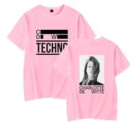 T-Shirt Manches Courtes en Pur Coton Charlotte De Witte Chemise Oversize Décontractée À Manches Courtes Haut De Sport Hommes Et Femmes XS-3XL-Pink||l