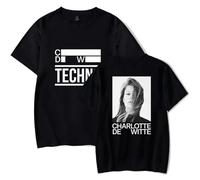 T-Shirt Manches Courtes en Pur Coton Charlotte De Witte Chemise Oversize Décontractée À Manches Courtes Haut De Sport Hommes Et Femmes XS-3XL-Black||x_l