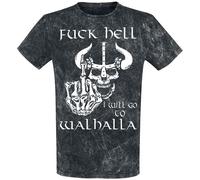 T-Shirt Manches courtes Fun de Slogans - Fuck Hell - I Will Go To Walhalla - M à 4XL - pour Homme - gris foncé 4XL