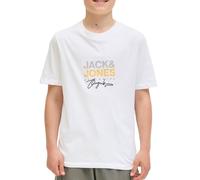 JACK & JONES Tee Jorcanggu T-Shirt SS Crew Neck FST JNR, Blanc éclatant, 14 Ans Hommes