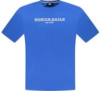 T-shirt manches courtes homme bleu avec col rond et détails imprimés, taille : S Couleur : Blu