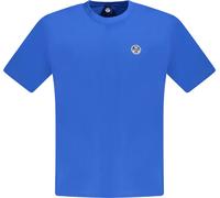 T-shirt manches courtes homme bleu avec logo et application - col rond, taille : S Couleur : Blu