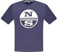 T-shirt manches courtes homme bleu avec logo et col rond - Imprimé élégant, taille : S Couleur : Blu