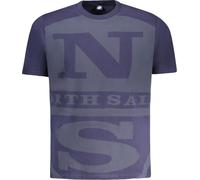 T-shirt manches courtes homme bleu avec motif imprimé et col rond, taille : S Couleur : Blu