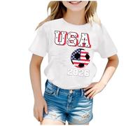 T-shirt manches courtes original célébration football filles col rond confortable décontracté idéal jeunes enfants amateurs sport Coupe Monde tendance moderne joli beau extra unique (White, 4-5 Years)