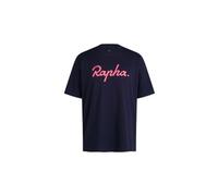 Rapha Cotton Large Logo Short Sleeve T-shirt Bleu S Homme Dark Navy / High-Vis Pink