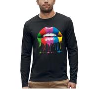 T-shirt manches longues BOUCHE FLUO - BOUCHE PEINTURE FLUORESCENTE - PIXEL EVOLUTION - Homme - Réalité Augmentée S