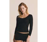 T-shirt manches longues col danseuse avec brassière intégrée - Bra - XL - Noir - Femme - Etam