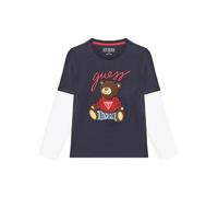 T-shirt manches longues col rond enfant Guess Bleu 8 ans