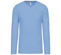 T-Shirt Manches Longues Col V - K358 - Bleu Ciel - Homme