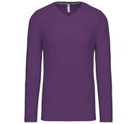 T-Shirt Manches Longues Col V - K358 - Violet Pourpre - Homme