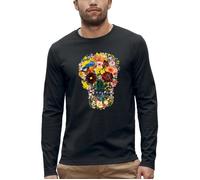T-shirt manches longues CRANE FLEURI - PIXEL EVOLUTION - Homme - Noir - Coupe ajustée - Manches longues M