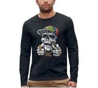 T-shirt manches longues CRANE HIP HOP - Tete de mort avec une caquette - PIXEL EVOLUTION - Homme L