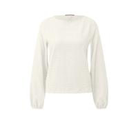 T-shirt manches longues dÃ©contractÃ©e en tissu structurÃ© femme QS Blanc L