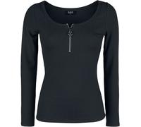 T-shirt manches longues de Black Premium by EMP - Haut Manches Longues Noir Zippé Au Col - S à 5XL - pour Femme - noir 4XL